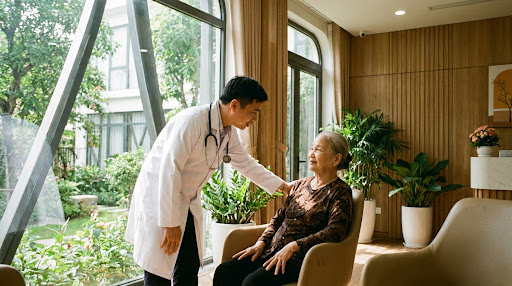 Bác sĩ phòng khám An Tâm ân cần thăm khám cho bệnh nhân